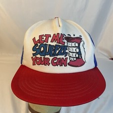 Let Me Squeeze Your Can Hat Vintage Trucker Mesh SnapBack USA Made Funny Cap 80s