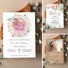 Personalised Photo Christening Invitation - Baptism / Naming day invitation (R1)