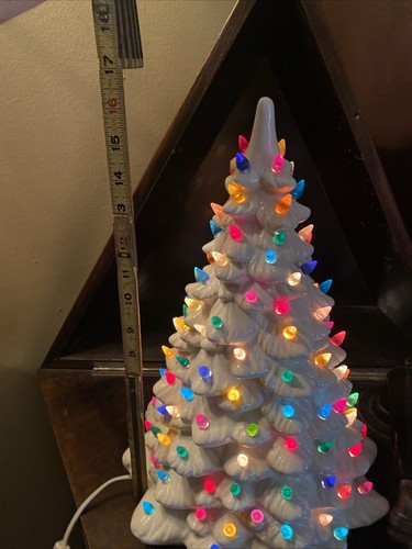 "Árbol de Navidad de cerámica blanca grande de 17"" Holland Mold años 70 de colección sin base Dyi Light" - Imagen 6 de 6