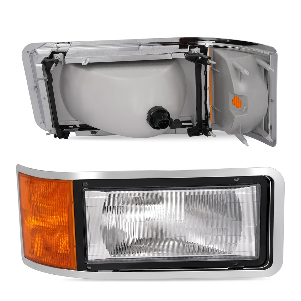 Halogen Headlights W/Bezel Corner For Mack CH600 CH612 CH613 1990-2006 W/Bulb - Imagem 4 de 4