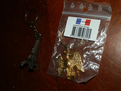 Paris France Keychains 2'' x 1.5'' x 1/8th '' Eiffel Tower  Lot of 2