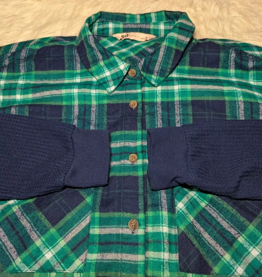 COMBO Top Corto SO Franela Tejido ESTILO RETRO A CUADROS Verde Solapa Bolsillo Mujer Mediano Foto 4 de 4