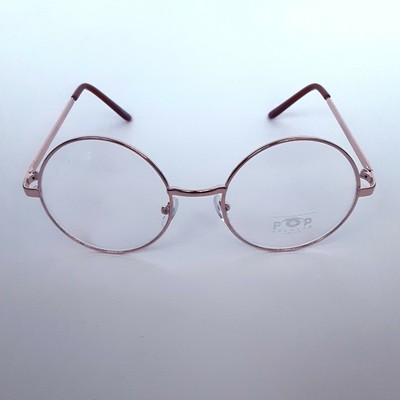80s 90s Emo Punk Nerd Gothic Lolita Gold Round Clear Lens Sunglasses  Glasses | eBay