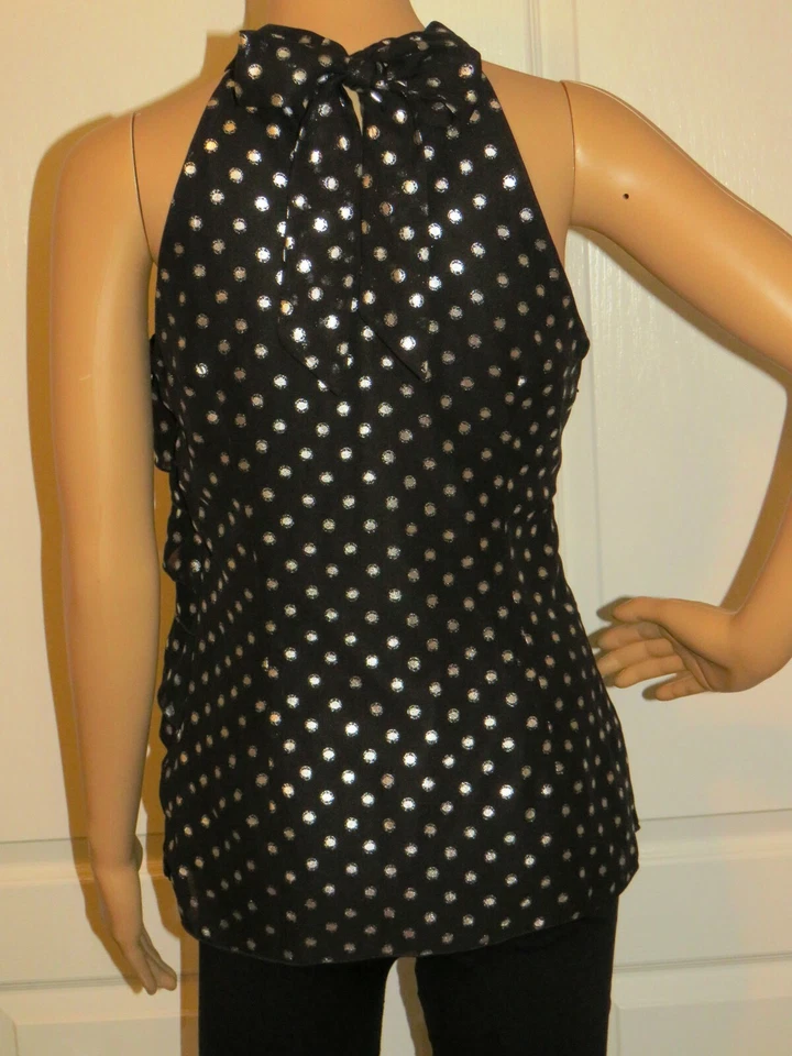 Elegante top halter para mujer mediano iZ Byer negro/metálico con puntos plateados capas Foto 2 de 4