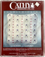 Cathy Needlecraft Kit Candlewicking Country Garden Pillow Cushion Cover Vintage
