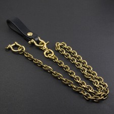 Handmade Wallet Key Chain Vegetable-tanned Leather Belt Loop Brass Bow Shackle