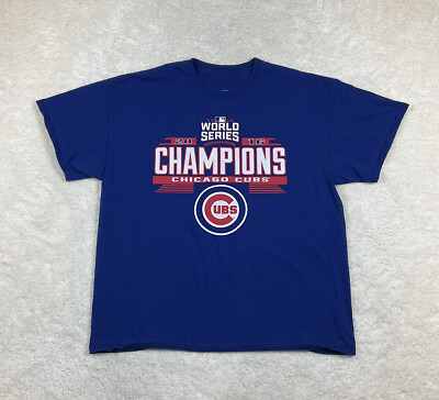 Chicago Cubs Mens 2016 World Series Champions Short Sleeve Blue T