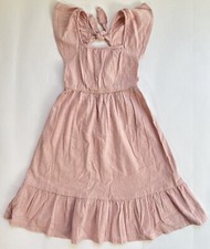 Flutter-Sleeve Clip-Dot Fit Flare Midi Dress for Girls XS 5