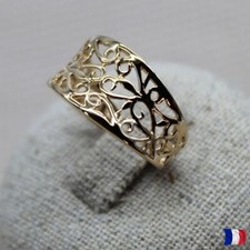 Bague plaqué or 18K filigrane – Anneau large élégant femme