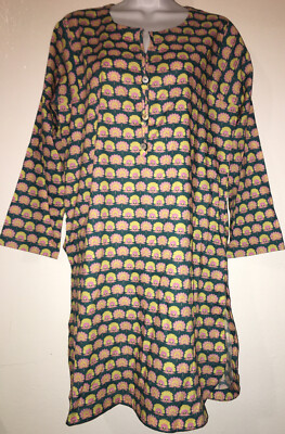 Khaadi Tunic Kurta Top Floral size 8 3/4 Sleeve Nwot