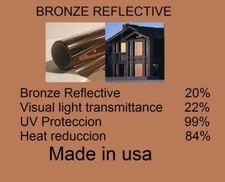 Architectural Window  Bronze Film 20% Home Tint Residential  36" x 25 Feet  usa