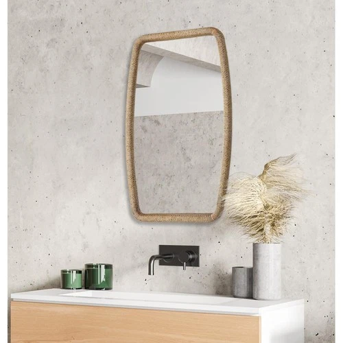 Uttermost 09831 Tiki 36 X 24 inch Natural Wood and Wrapped Woven Rattan Mirror - Picture 4 of 8