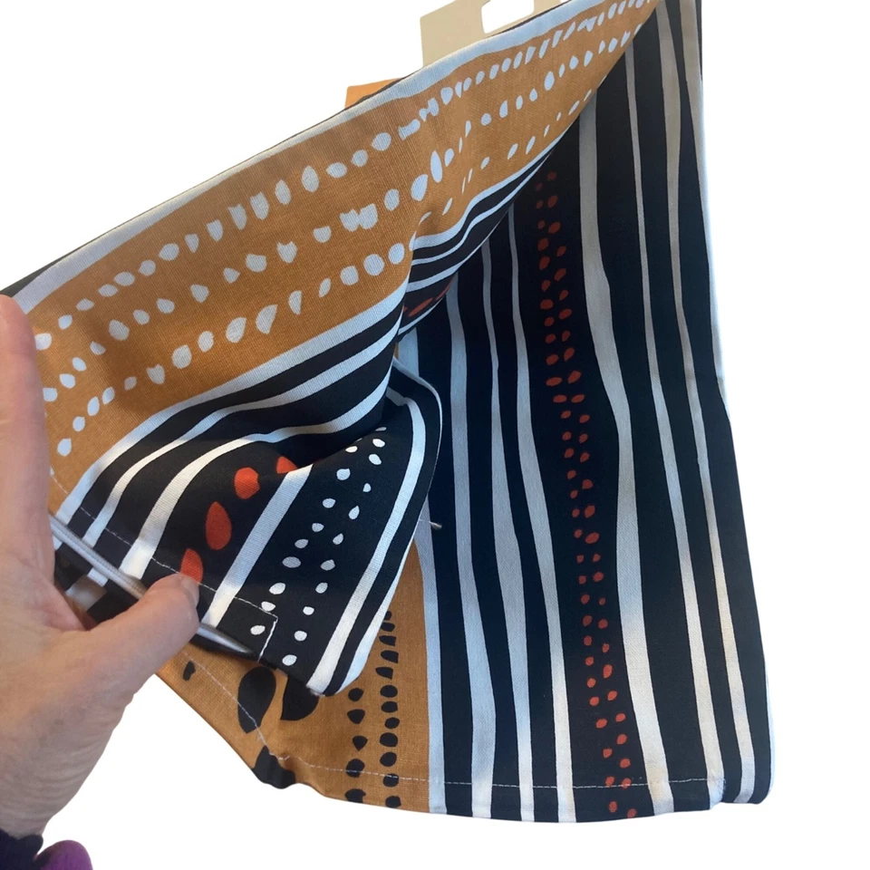 Par de fundas de almohada Ikea Vilmie WILJ naranja negro a rayas lunares algodón 16"x24" Foto 4 de 4