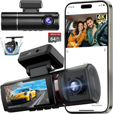 D3C16 3-Channel Dash Cam - 4K Front, Inside  Rear Camera with WiFi, Night Visio