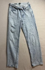 Wild Fable Sz6 HighRise Straight Button Fly Folded Waist Distressed Paperbag