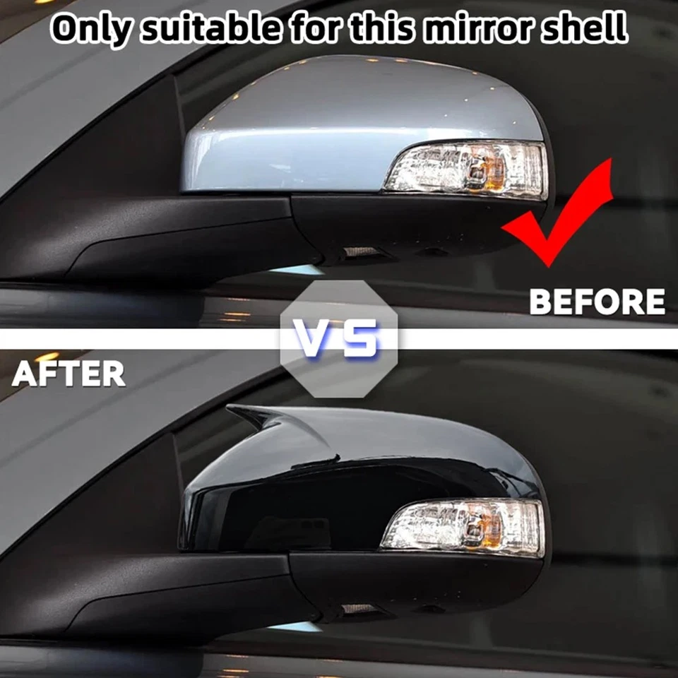 For Volvo C30 S40 S80 2007-2011 2Pcs Black/Carbon Ox Horn Mirror Cover Trim Caps - image 2 of 4