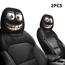 2PCS Funny Cartoon Car Headrest Cover Eyes Car Seat Head Rest Protector Spooky C