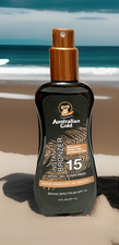 NEW Australian Gold Instant Bronzer SPF 15 Spray Gel Sunscreen 8oz 9/26 