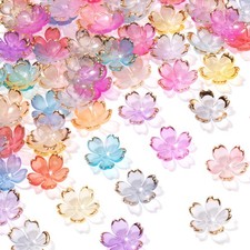 100Pcs Colorful Cherry Blossom Beads, 5-Petal Acrylic Flower Beads, Mini Spac...