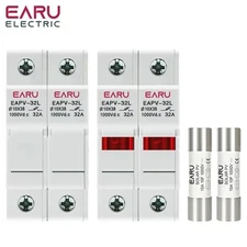 One Set 2P Parallel DC Fuse Holder 10*38mm High Voltage Solar System Protection 