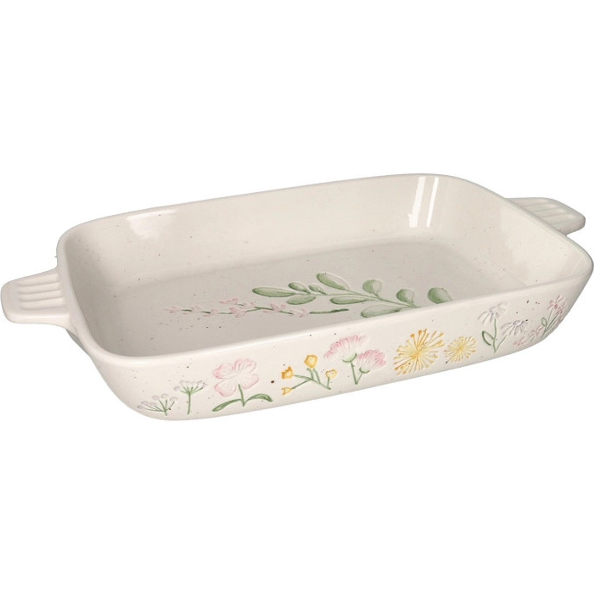 Pirofila da forno Brandani Risveglio stoneware decoro floreale 32x23