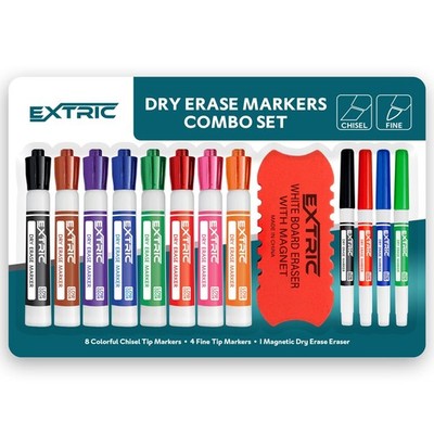 Fine and Chisel Tip Dry Erase Markers with Eraser Whiteboard Marker Bundle