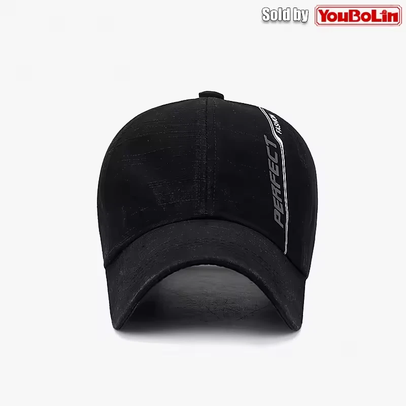 Men’s Distressed Washed Cotton Baseball Cap Letter Print Adjustable Trucker Hat - Image 4 of 4