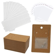 100 Pcs Jewelry Display Cards with 100 Pcs Adhesive Pouches and Clear Bags, N...