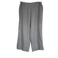 J Jill Linen Wide Leg Cropped Pants Gray Elastic Waist Women Size M