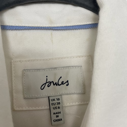 Joules Ottilie Blue & Ivory Stripe Long Sleeve Collared 100% Cotton Top Size 10 - Picture 6 of 11