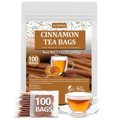 Premium 100 Pure Ceylon Cinnamon Tea Bags, Made with 100 Count (Pack of 1)