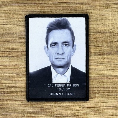Johnny Cash Folsom Prison 1966 Mugshot Patch 3.25x2 Iron-On Badge