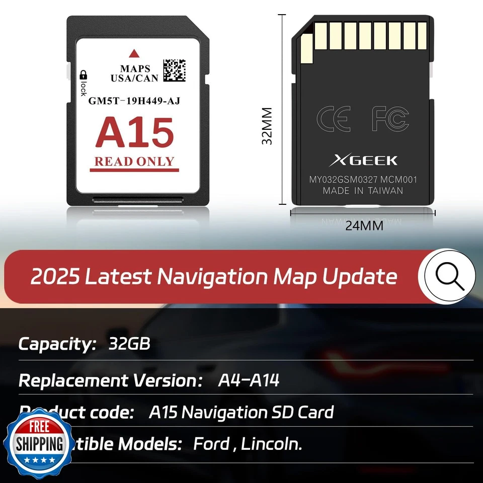 XGEEK A15 2025 Latest Navigation SD Card Accessory for Ford/Lincoln–Compatibl - Image 2 of 4
