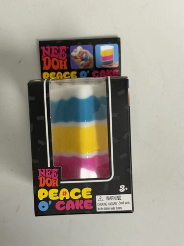 NeeDoh PEACE O' CAKE Squishy Toy NEE DOH Rainbow Cake Stress Ball New Sealed