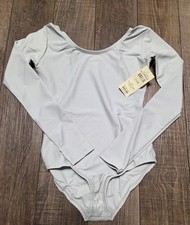 Leveret Leotard Long Sleeve Light Grey GIRLS Size XL Dance Ballet NWT