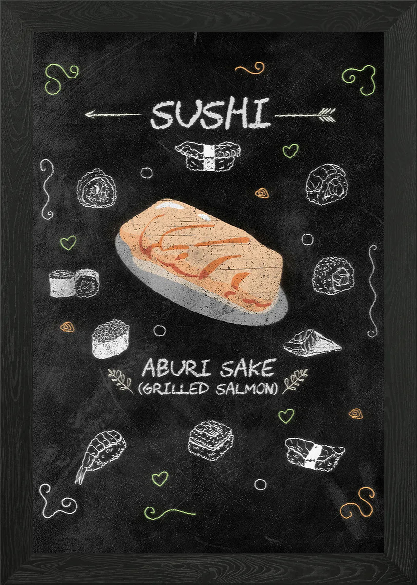 Aburi Sake gegrillter Lachs gerahmtes Wandbild Poster Leinwanddruck Bild