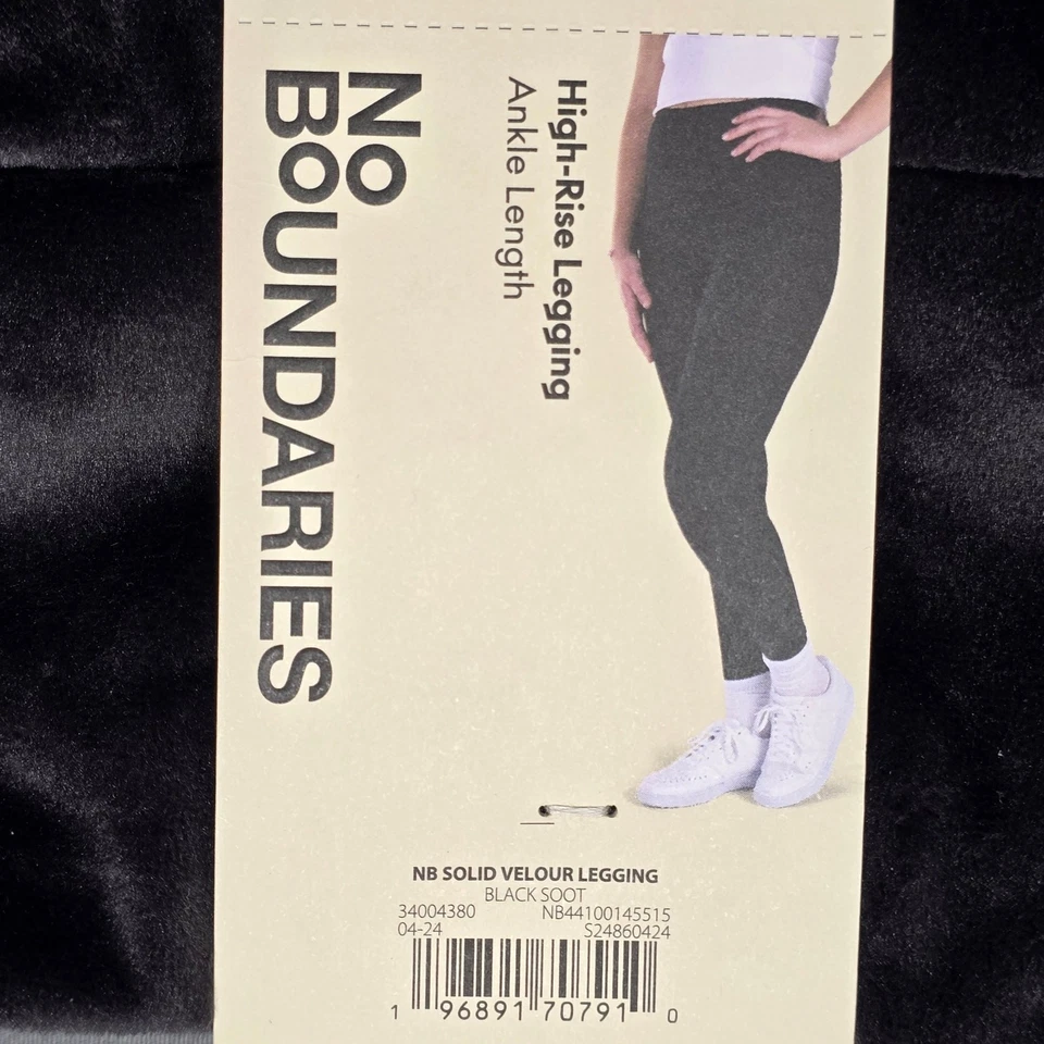 No Boundaries Black Soot Cozy Velour Leggings NEW Stretch Women Size XXS Juniors - Image 3 of 4