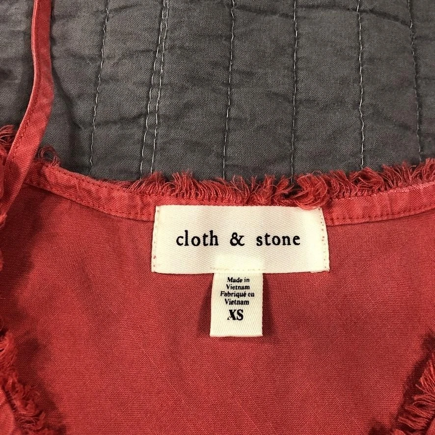 Anthropologie cloth & stone Cami Tank Top Women XS Coral Tencel Raw Hem Neckline - Image 3 of 4