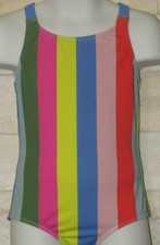 MINI BODEN One Piece Swimsuit Rainbow Striped Girls 4-5 Years