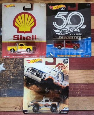 Hot Wheels Premium Dodge Li'l Red Express, Shell, Macho Power Wagon Lot Of 3