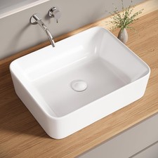 Vessel Sink Bathroom Sink Restroom Sink Rectangle Above Counter White Porcela...