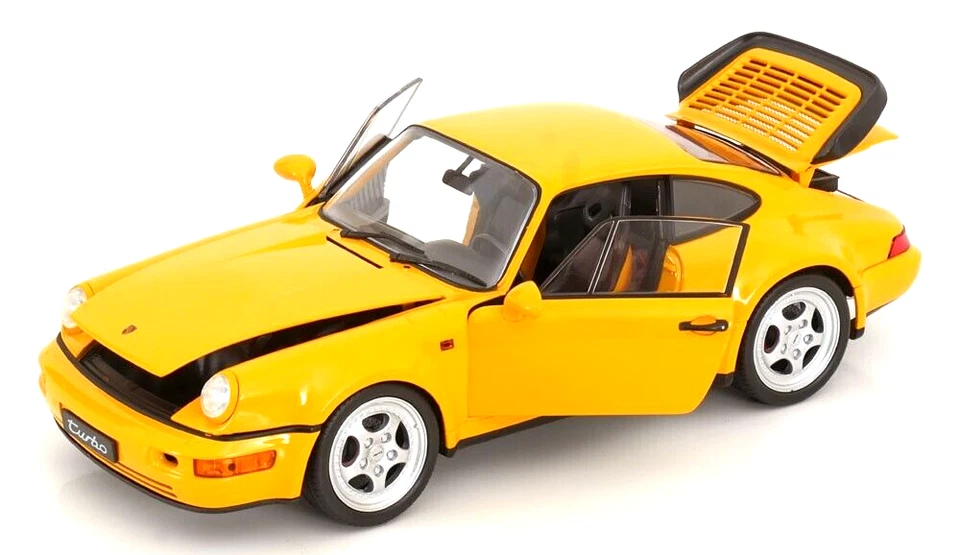 PORSCHE 911 (964) TURBO AMARILLO 1989 ESCALA 1:18 MODELO DIECAST EXCELENTE COCHE CLÁSICO Foto 3 de 4
