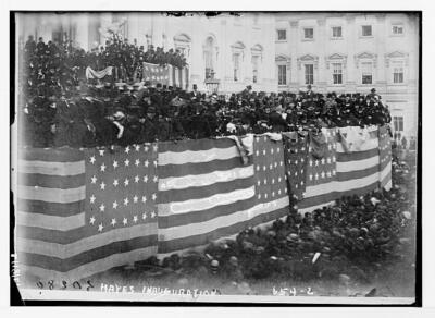 Hayes inauguration - flag bedecked podium and crowd c1900 Large Old Photo