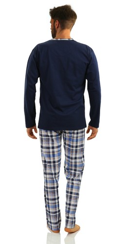 Herren Schlafanzug Sesto Pyjama 100% Baumwolle Langarm + Pyjamahose Nachtanzug - Bild 34 von 93