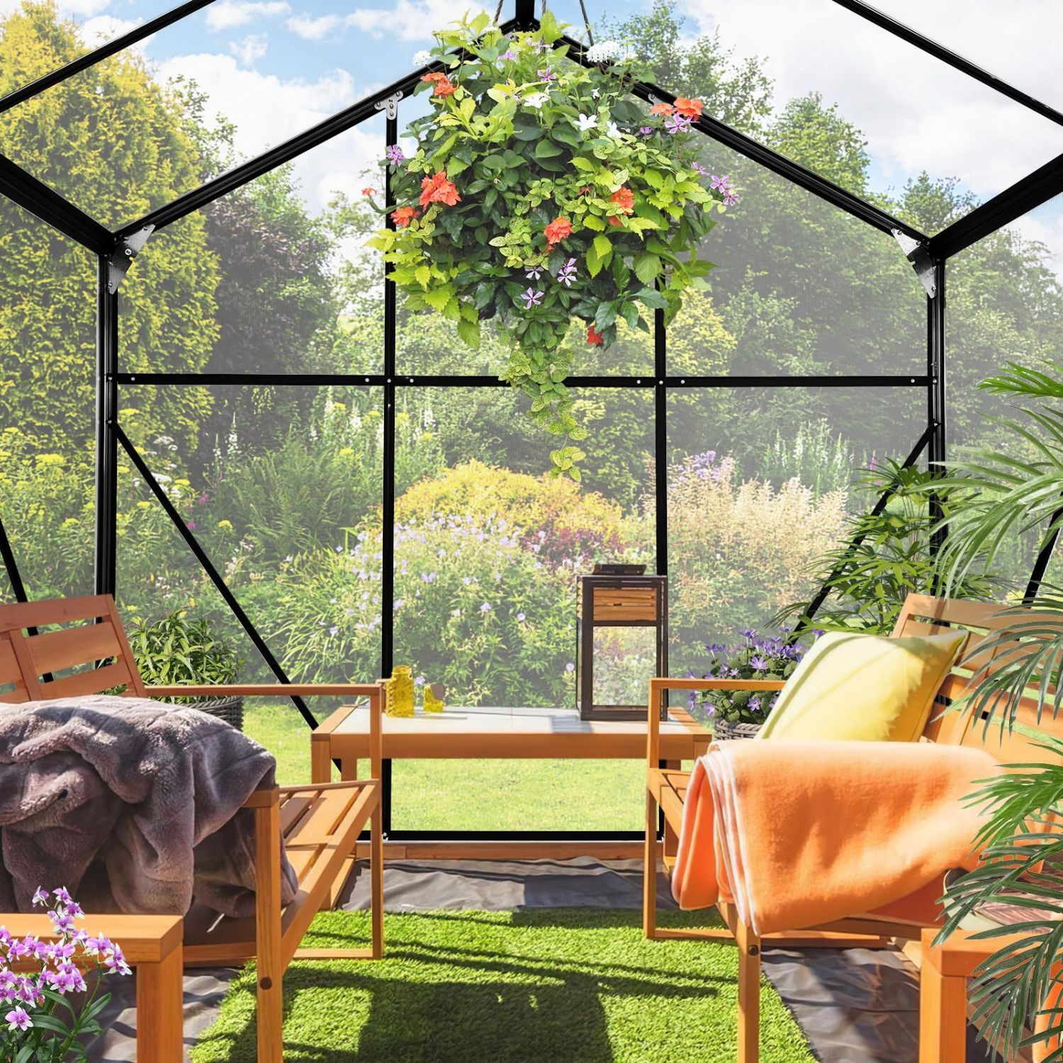 10.3FT×6.3FT Polycarbonate Greenhouses Kits Walkin Green House Outdoor