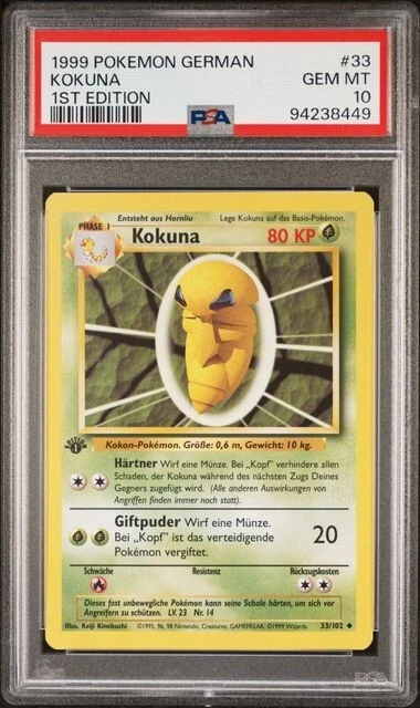 SEQUENTIAL PSA 10 HORNLIU KOKUNA WEEDLE KAKUNA 1ST ED GERMAN BASE SET POKEMON - Image 4 of 4