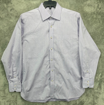 Alumo Men's Bespoke Shirt XL Lavender Striped Long Sleeve Button Up