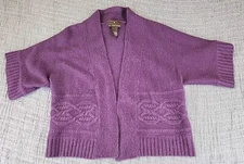 FENN WRIGHT MANSON Women's Size S Open Front Cardigan  Angora Wool Blend Purple