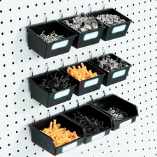 Pegboard Bins with Hooks and Labels, for Organizing Accessories, 6 Pack Type a A