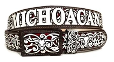 MEN'S MICHOACAN WESTERN LEATHER BELT COWBOY RODEO BELT. CINTO VAQUERO MICHOACAN